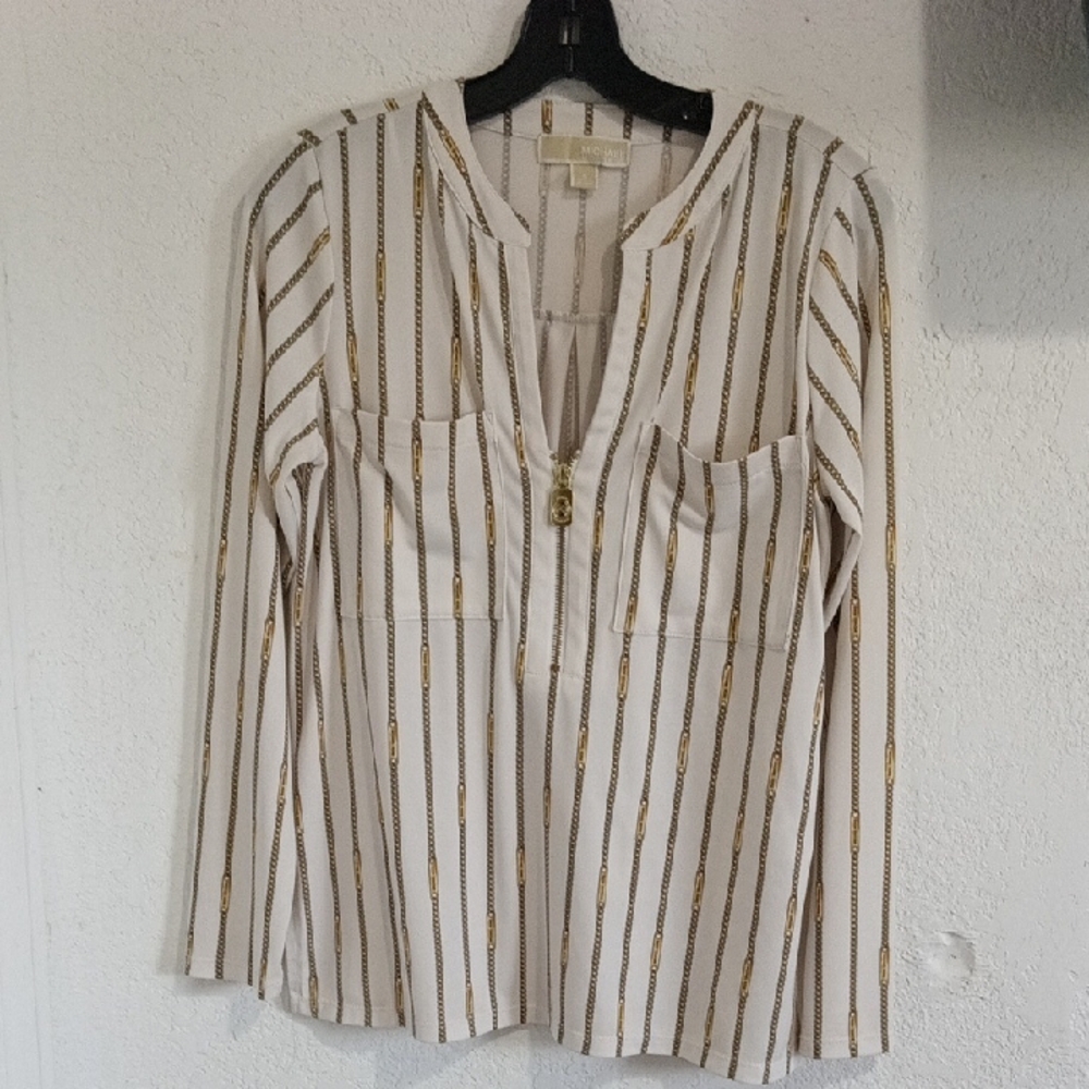 Michael Kors White Cream Long Sleeve Buttoned Blouse